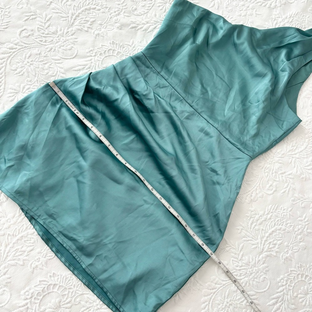 NWT Lulus Love Me Tonight Sage Green Satin One-Shoulder Mini Dress Small - Picture 9 of 10